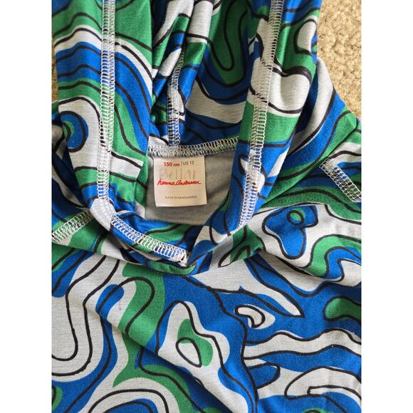 Hanna Andersson Jelly Bean UV Printed Hoodie Abstract Blue/Green/Gray Size 12 - Picture 2 of 3